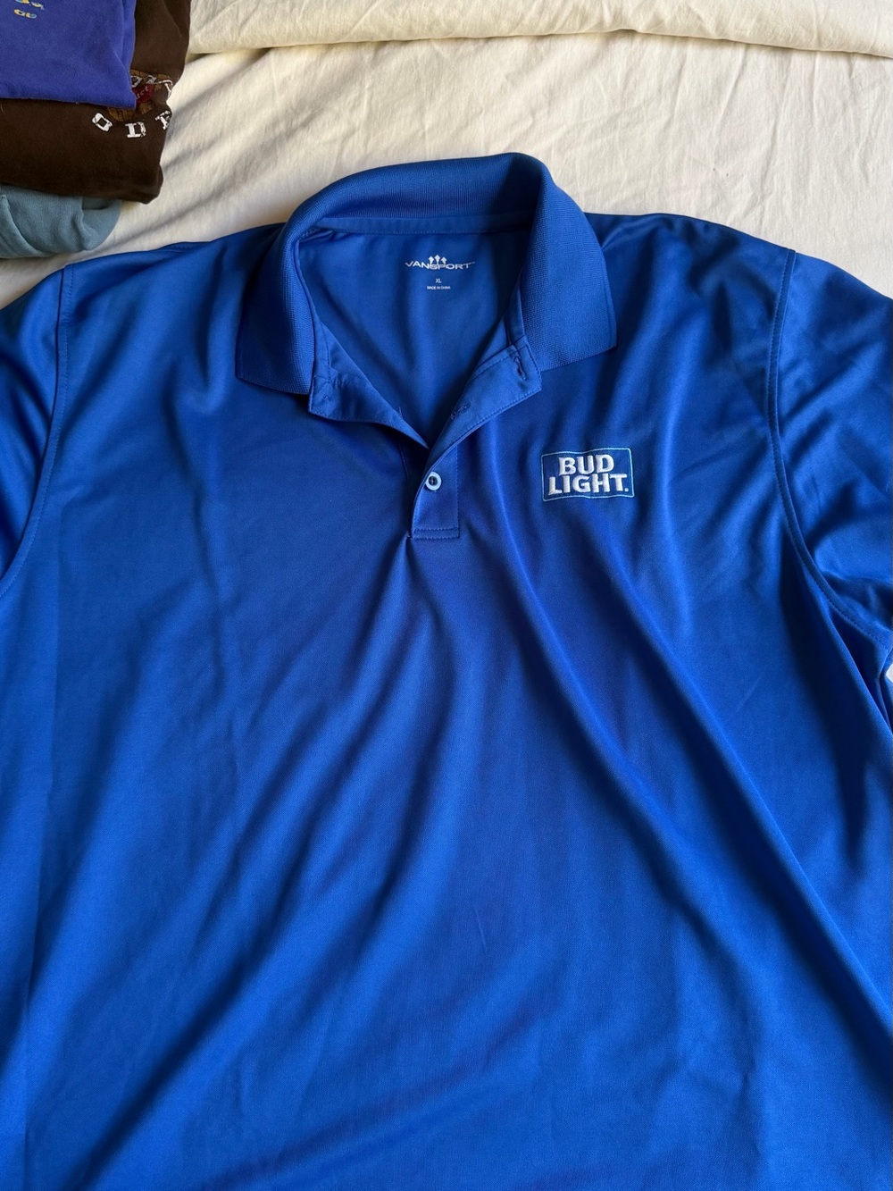 Bud Light Men’s Blue Polo Shirt — Branded Short Sleeve Collared Tee - Picture 5 of 7